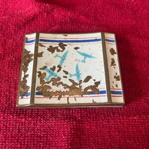 Vintage TWA (trans world airlines) powder compact mirror brass 3" x 2.5" - Rare